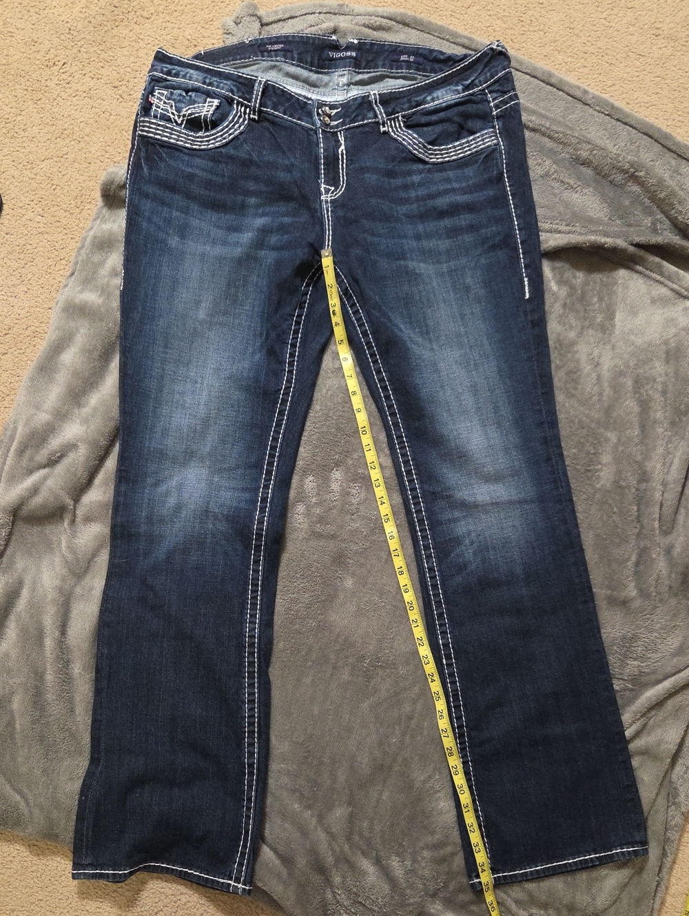 Vigoss Dark Blue Slim Boot Cut Jeans Size 22 With A 35 Inch Inseam